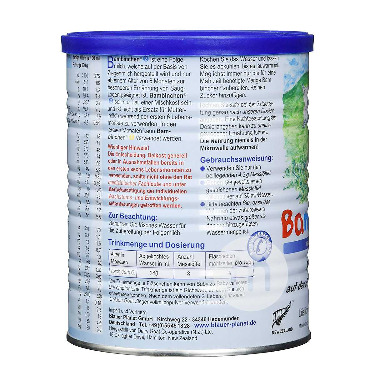 Bambinchen German Blue Planet Goat Milk Powder Tahap 2 * 6 Versi Luar Negeri