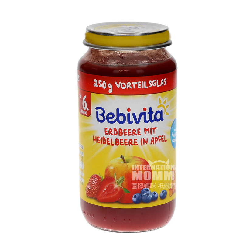 Bebivita pure buah strawberry apel blueberry organik Jerman lebih dari 6 bulan di luar negeri
