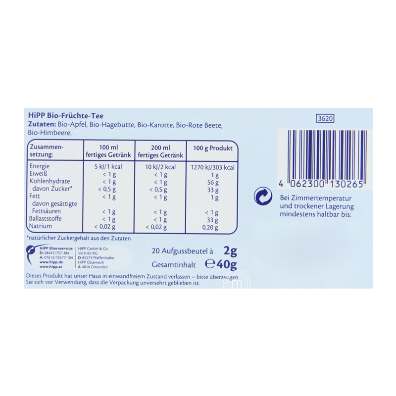 HIPP Jerman organik buah teh bayi gula bebas di luar laut Edition