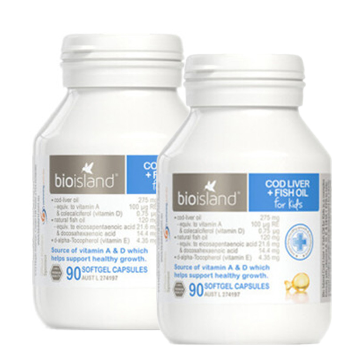 [2 pieces harga] Bioisland Australia Pulau Bio Bayi Cod Cod Minyak Hati + Kapsul Minyak Ikan 90 Kapsul Versi Luar Negeri
