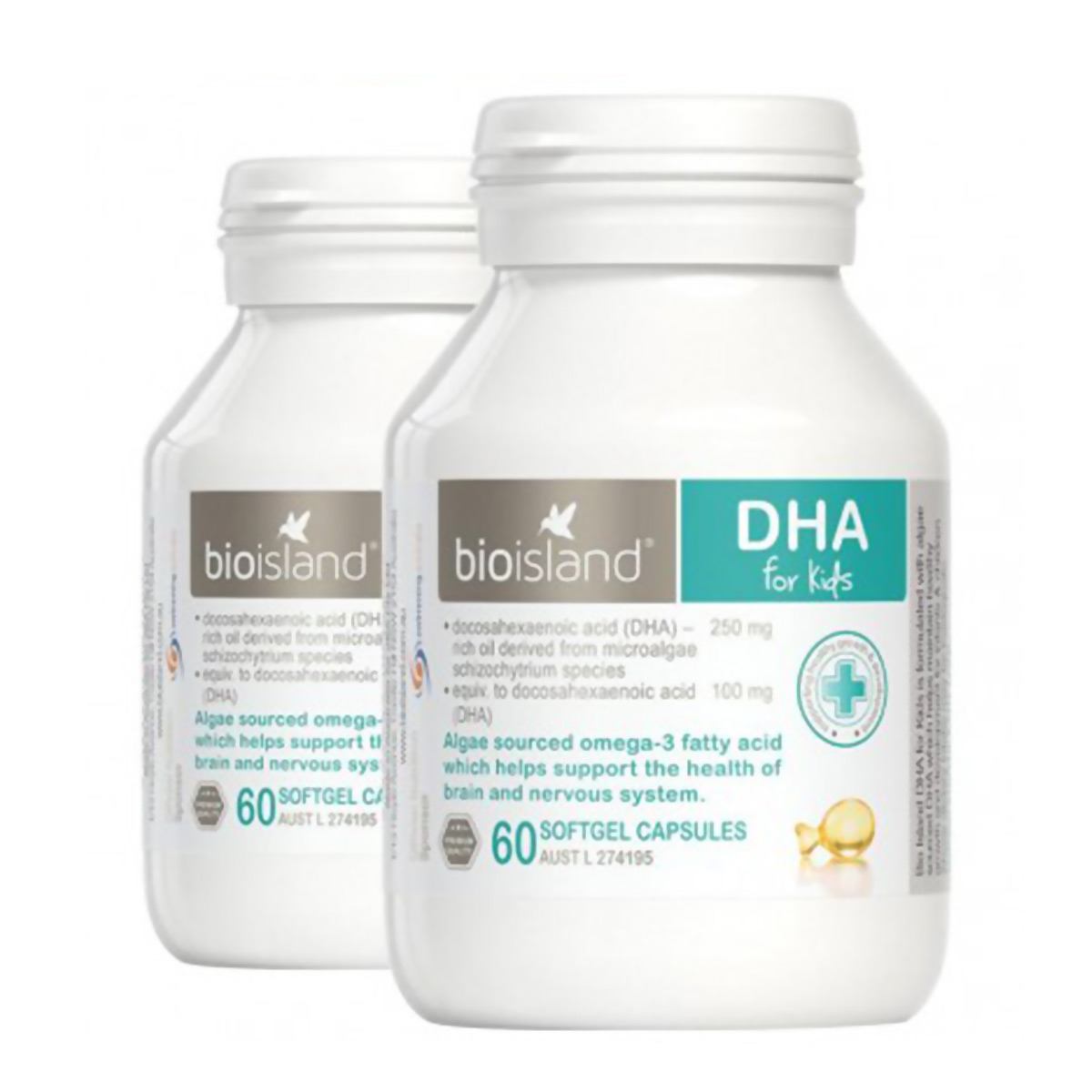 [2 pieces harga] Bioisland Australia Pulau Bio Bayi Alga Minyak Kapsul DHA 60 Kapsul Versi Luar Negeri
