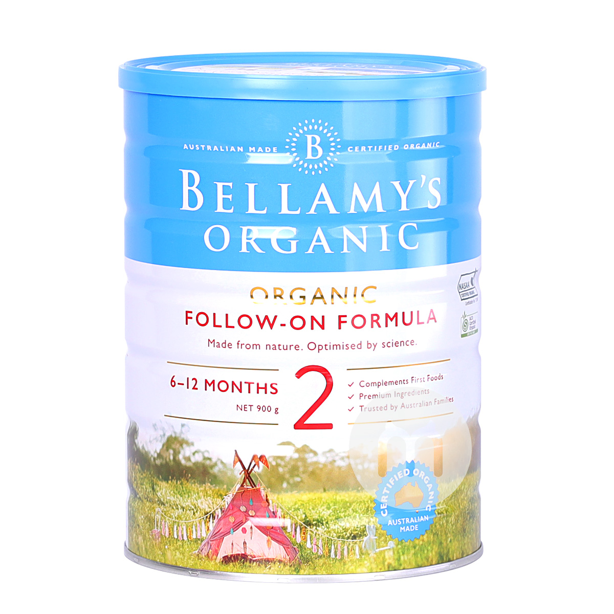 susu bubuk bayi organik BELLAMY`S Australia 2 bagian 900g * 6 kaleng standar lokal Australia