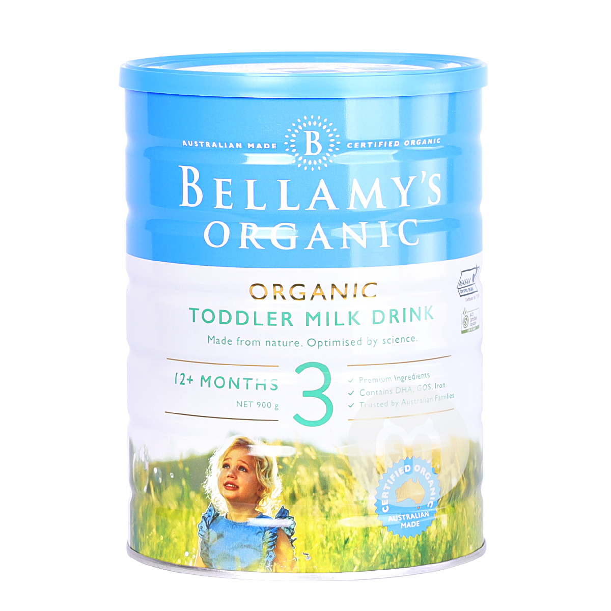 susu bubuk bayi organik BELLAMY`S Australia 3 tahap 900g * 3 kaleng standar lokal Australia