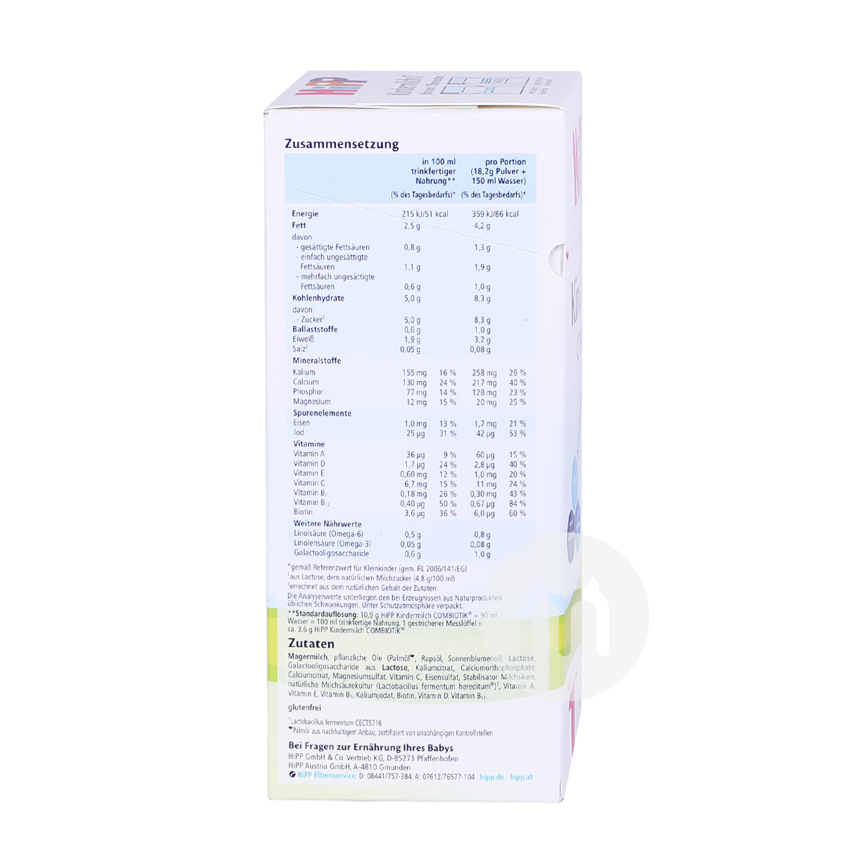 HIPP susu probiotik Jerman bubuk 4 segment * 8 kotak versi luar negeri