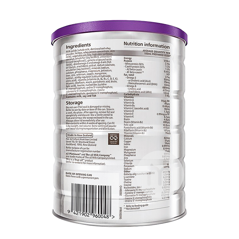 A2 Australian Platinum Series Susu Bubuk Bayi 2 Tahap * 6 Kaleng Versi Luar Negeri