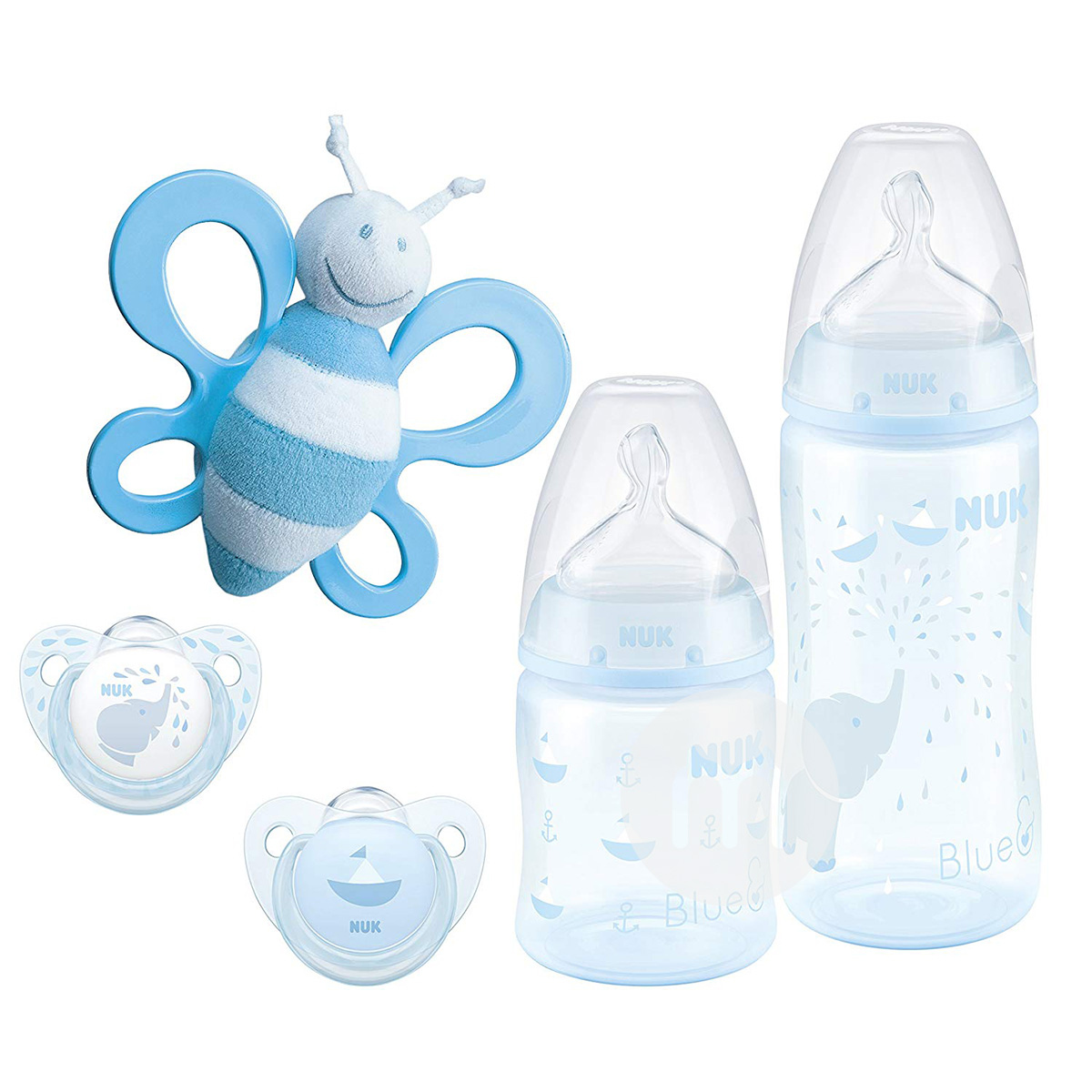 NUK German Blue Series Hadiah Baru Lahir Set 5 Pieces Edisi Luar Negeri
