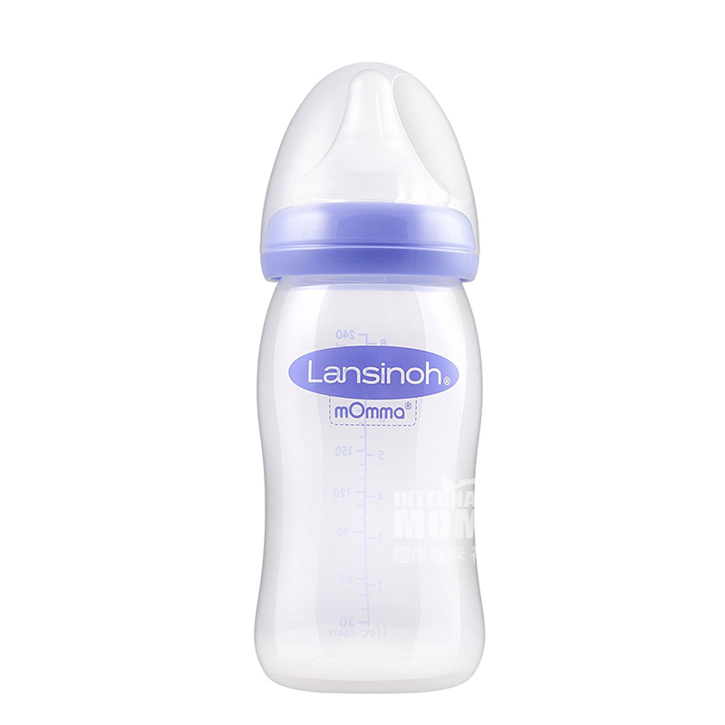 Lansinoh US mOmma seri gelombang alami botol susu pp 240ml versi 0-6 bulan di luar negeri