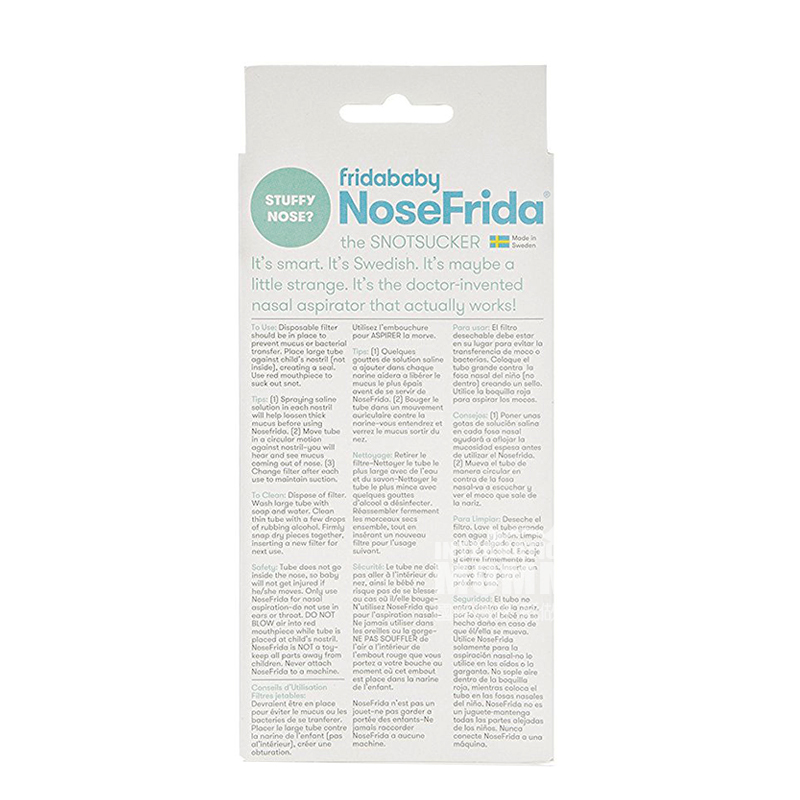 NoseFrida Swedia NoseFrida nasir aspirator untuk bayi dan anak kecil di atas usia 0 Versi Luar Negeri