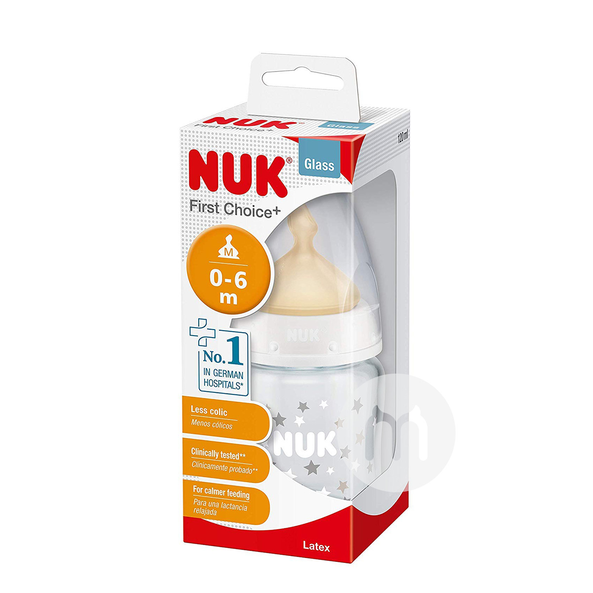 NUK Jerman NUK kaca mulut lebar botol susu Puting lateks 120 ml versi 0-6 bulan di luar negeri