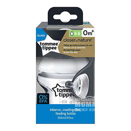 Tommee Tippee Inggris seri susu alami anti-kembung perut botol kaca kaliber 150 ml 0 bulan atau lebih Versi Luar Negeri