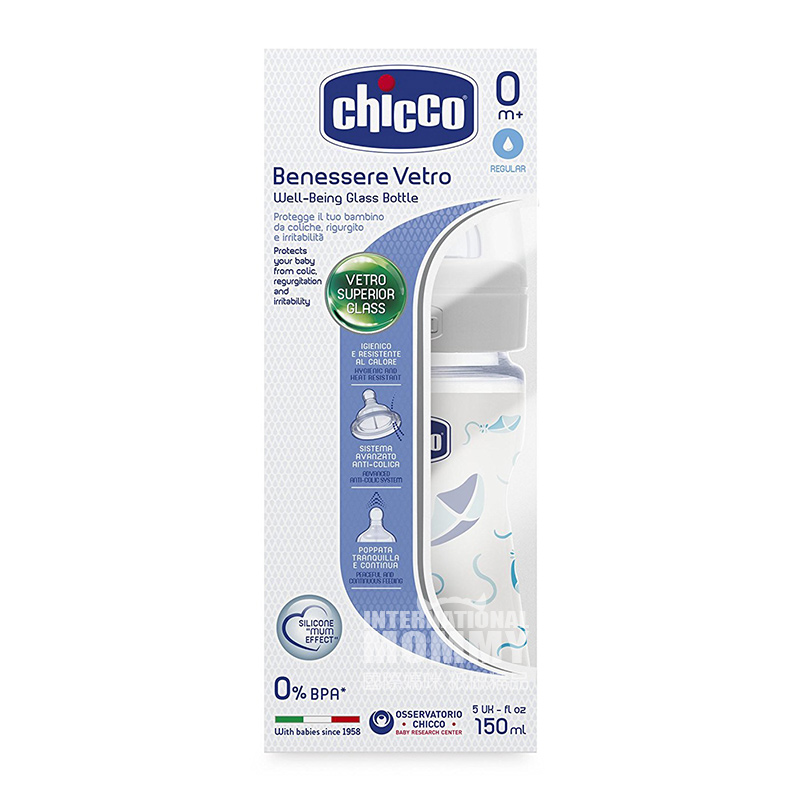 Chicco Botol botol lebar mulut bayi Italia 150ml 0 bulan atau lebih Versi luar negeri