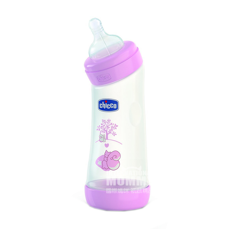 Chicco Italia bayi mulut lebar miring bengkok PP botol susu plastik 250 ml silikon puting Lebih dari 0 bulan versi luar 