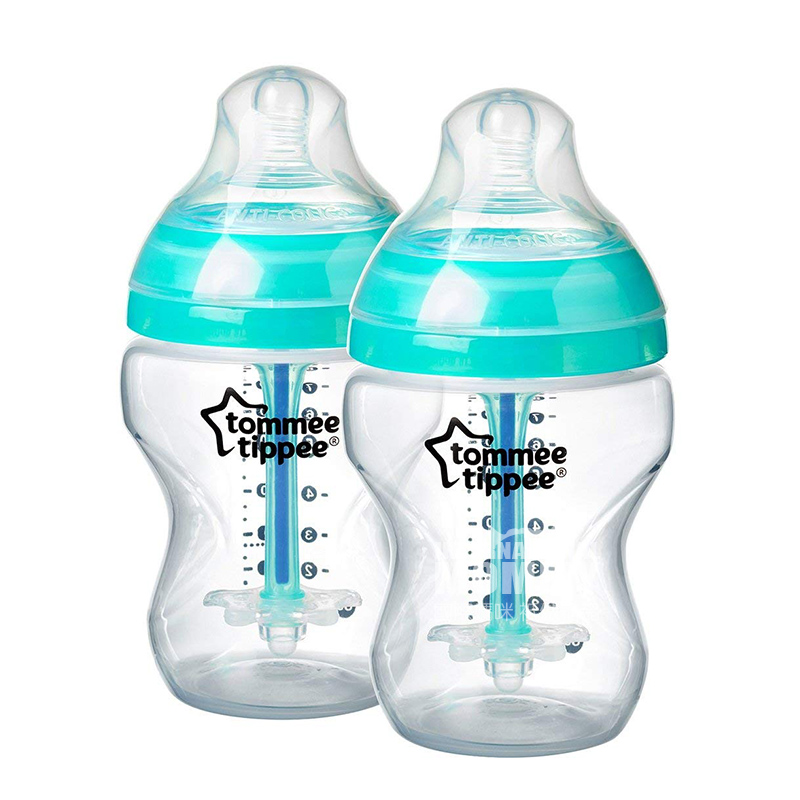 Tommee Tippee Inggris mulut lebar anti-perut kembung botol bayi 2 * 260ml 0-3 bulan versi luar negeri