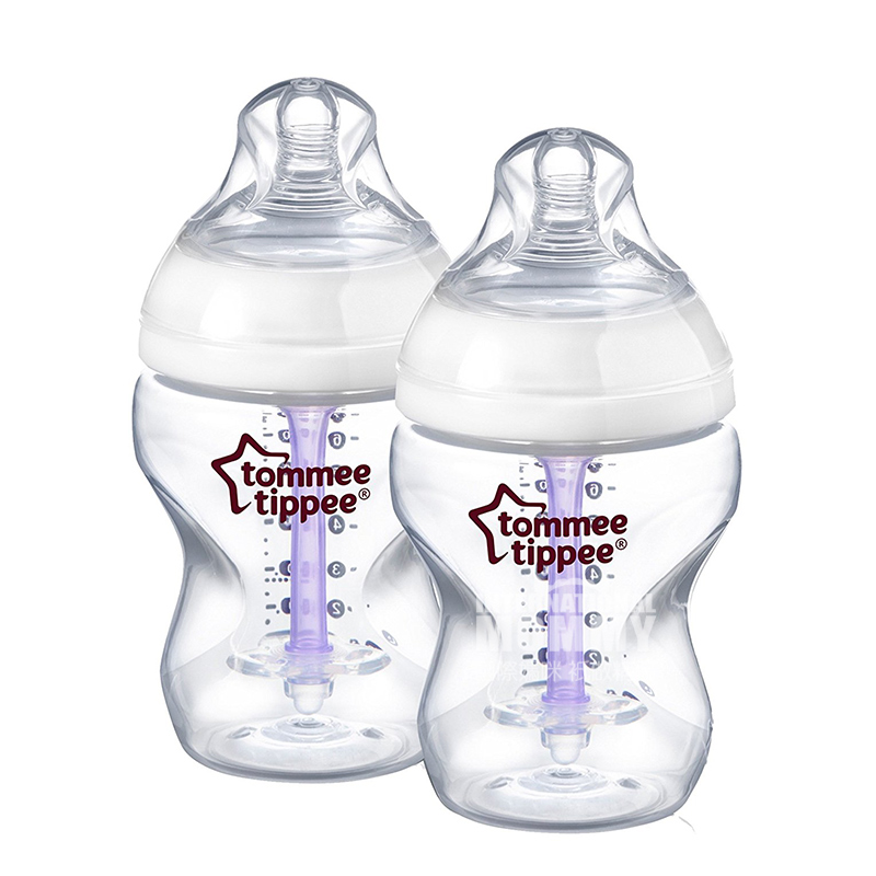 Tommee Tippee Inggris mulut lebar anti-perut kembung botol bayi 2 * 260ml 0-3 bulan versi luar negeri