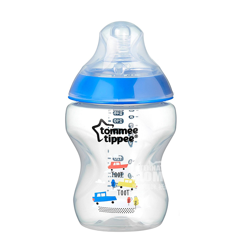 Tommee Tippee Inggris mulut lebar anti-perut kembung botol bayi PP 6 * 260 ml biru 0-3 bulan versi luar negeri