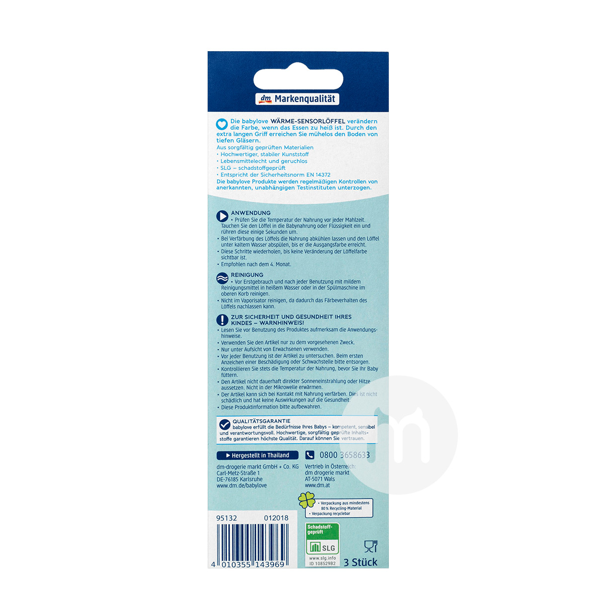 Babylove Jerman bayi dan anak-anak berusia panjang menangani suhu sendok 3 batang versi luar negeri