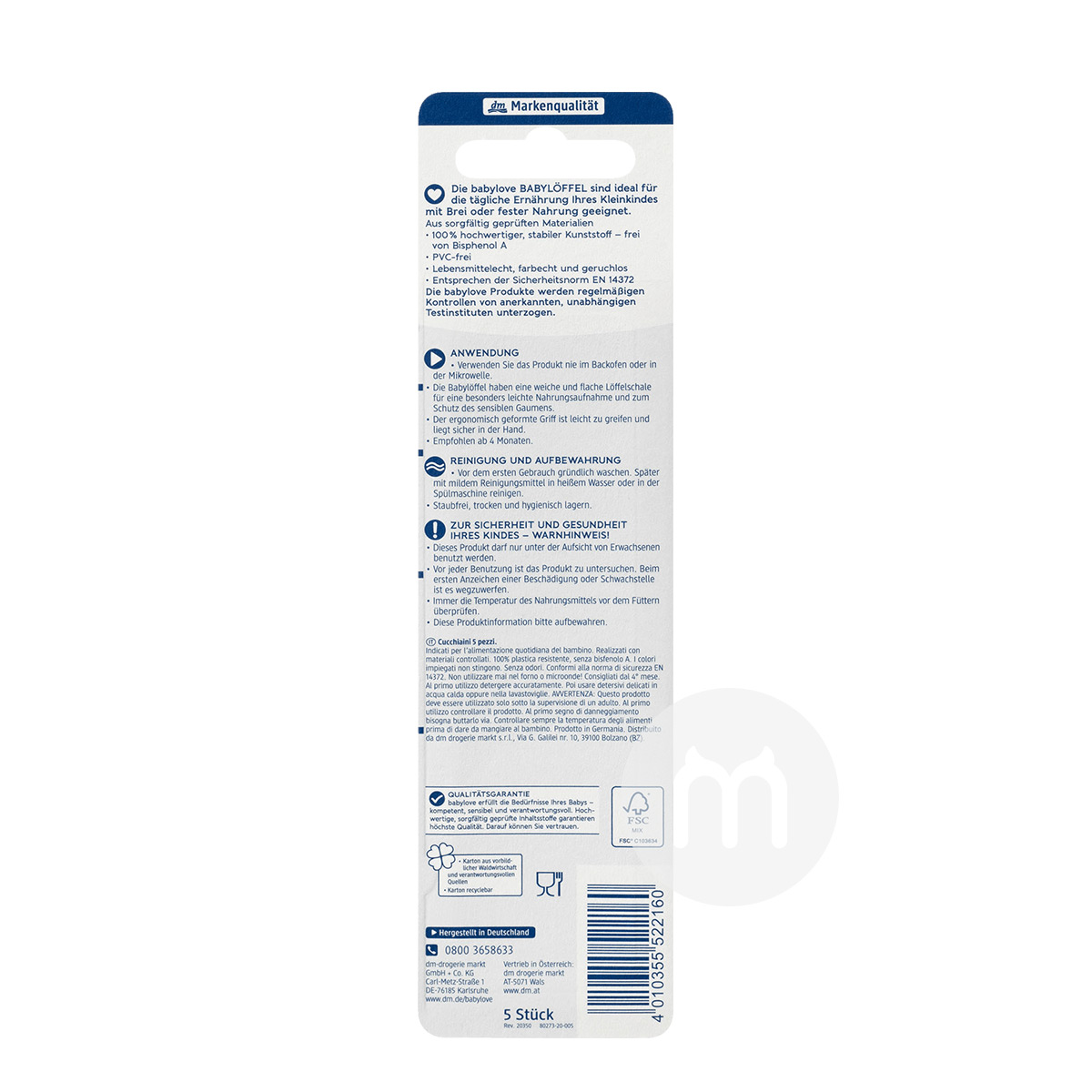 Babylove German Baby Color Suplemen Makanan Sendok 5pcs Versi Luar Negeri