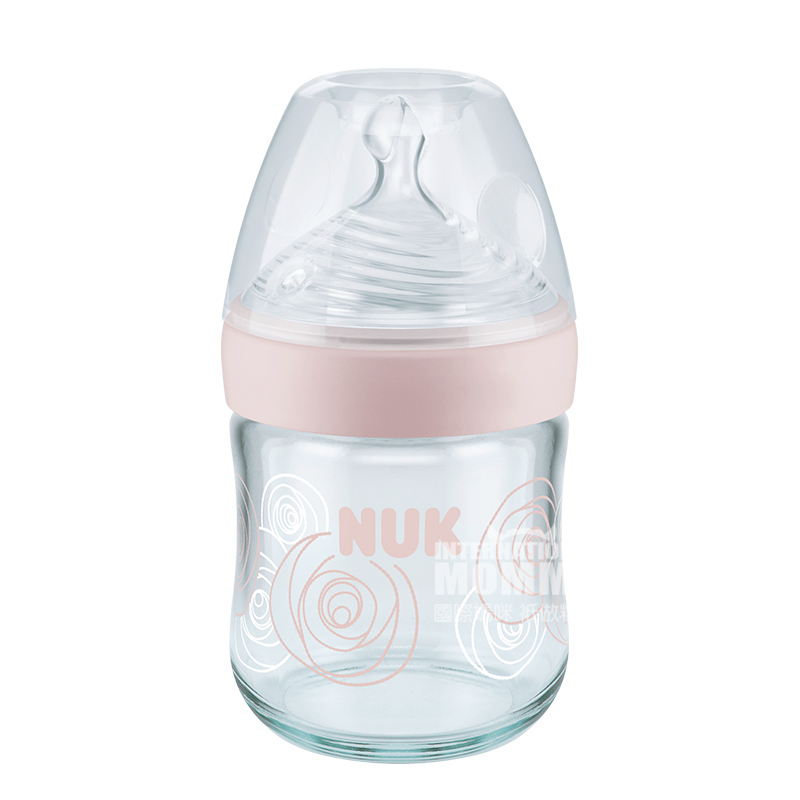 NUK Jerman NUK ultra-lebar botol susu kaca silikon puting 120 ml 0-6 bulan pink versi luar negeri