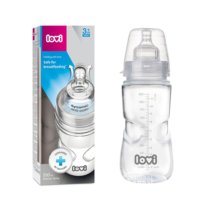 Lovi Polandia kaliber lebar PA botol susu dinamis 330ml versi luar negeri selama 3 bulan