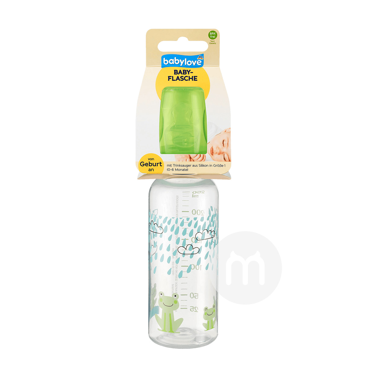 Babylove German Standard Calibre Silicone Nipple Plastik Botol Susu 250ml 0-6 bulan Edisi Luar Negeri
