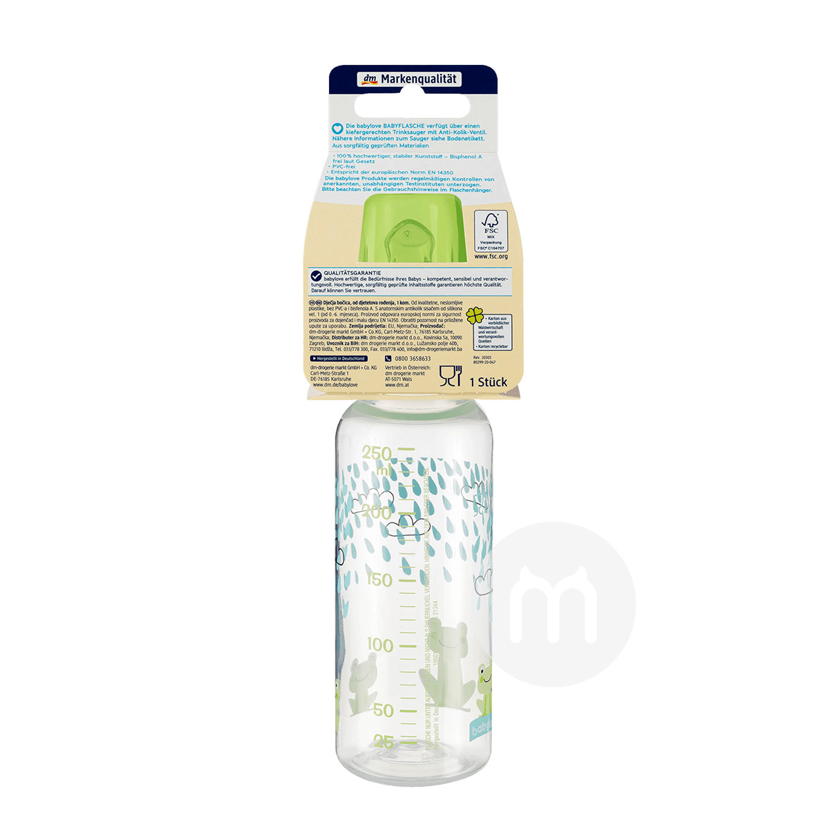 Babylove German Standard Calibre Silicone Nipple Plastik Botol Susu 250ml 0-6 bulan Edisi Luar Negeri