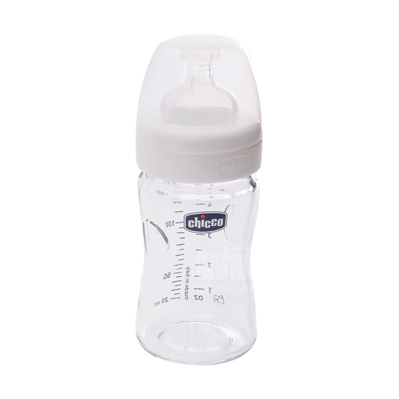 Chicco Italia bayi botol kaca mulut lebar 150 ml silikon dot 0-3 bulan versi luar negeri