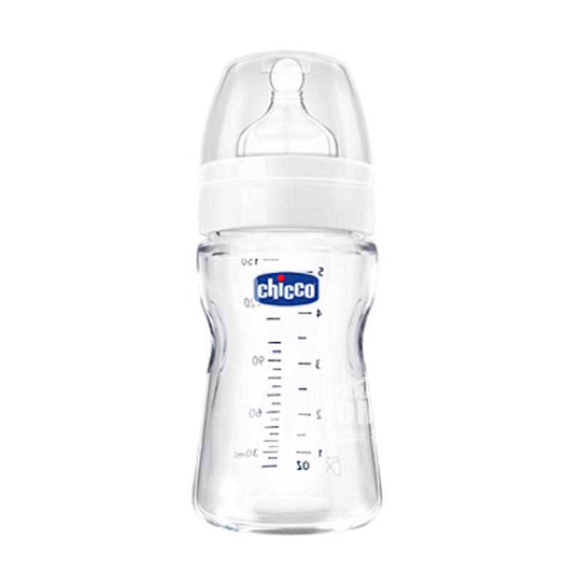 Chicco Italia bayi botol kaca mulut lebar 150 ml silikon dot 0-3 bulan versi luar negeri
