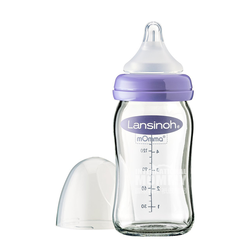 Lansinoh Amerika mOmma seri gelombang alami botol susu kaca 160ml lebih dari 1 bulan versi luar negeri