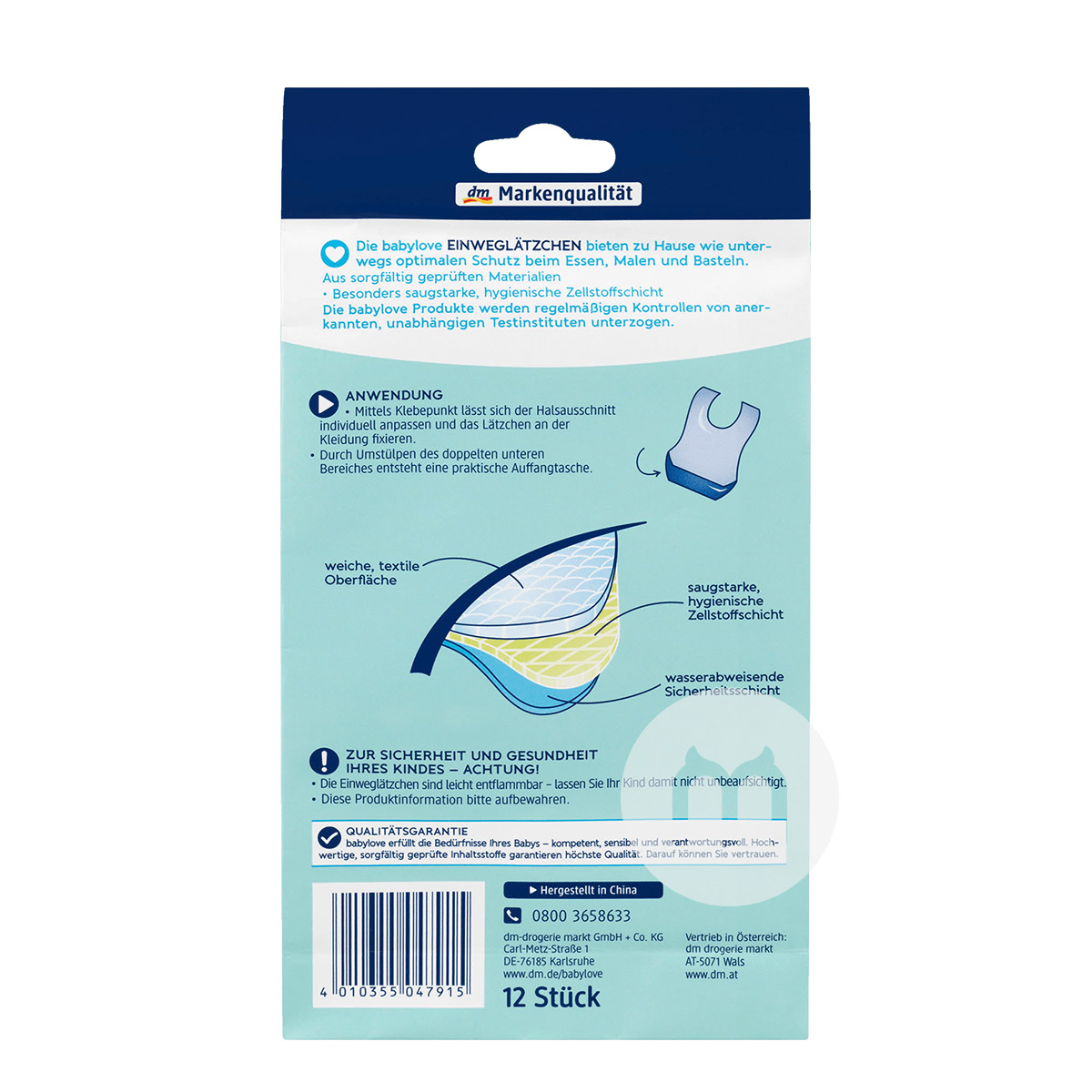 Babylove German Baby Disposable Bib 12 Pack Versi Luar Negeri