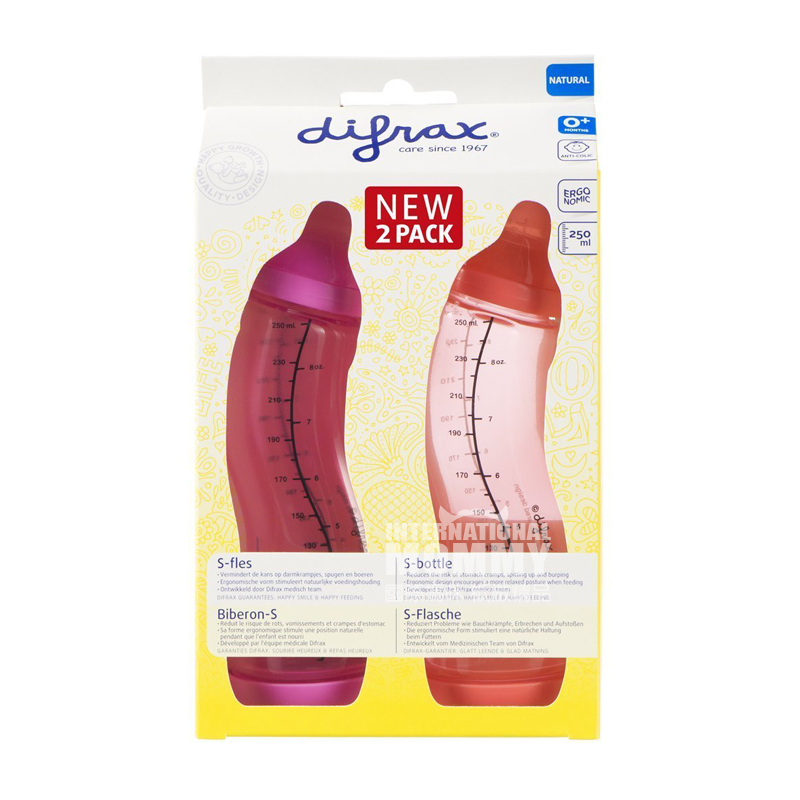 Difrax Belanda anti-perut kembung S jenis botol bayi kaliber standar 250ml dua bungkus 0 bulan atau lebih Versi luar neg