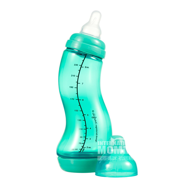 Difrax Belanda anti-perut kembung S-type botol bayi kaliber standar 250ml 0 bulan atau lebih hijau Versi Luar Negeri