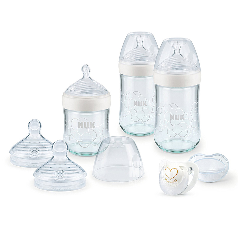 NUK Jerman NUK botol kaca mulut ultra lebar 7 piece set 0-6 bulan di luar negeri