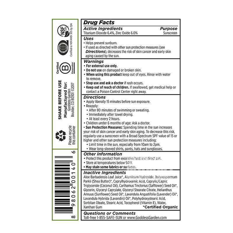 taman Dewi Tabir Surya organik organik taman anak-anak SPF30 versi luar negeri