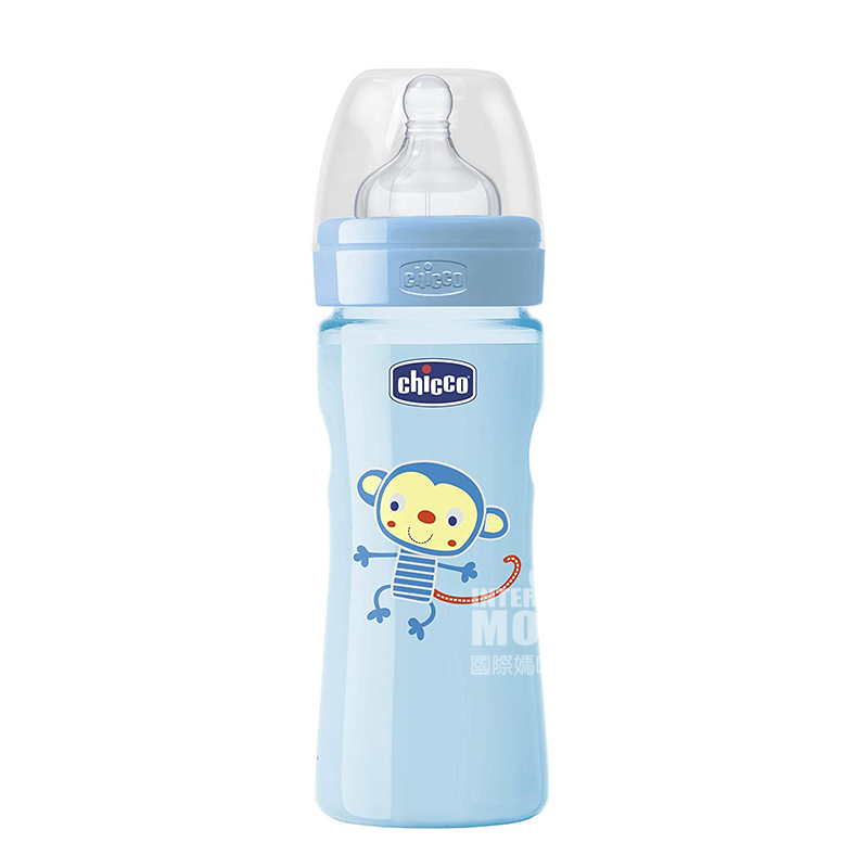 Chicco Italy bayi anti-perut kembung puting silikon PP botol susu plastik 250ml 2 bulan atau lebih Versi luar negeri