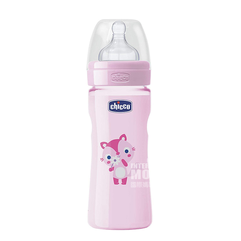 Chicco Italy bayi anti-perut kembung puting silikon PP botol susu plastik 250ml 2 bulan atau lebih Versi luar negeri