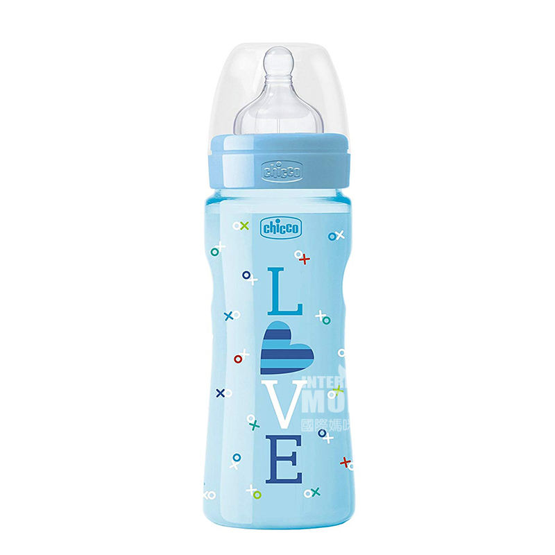 Chicco Italy bayi anti-perut kembung silikon puting botol susu PP plastik 330ml 4 bulan atau lebih Versi luar negeri
