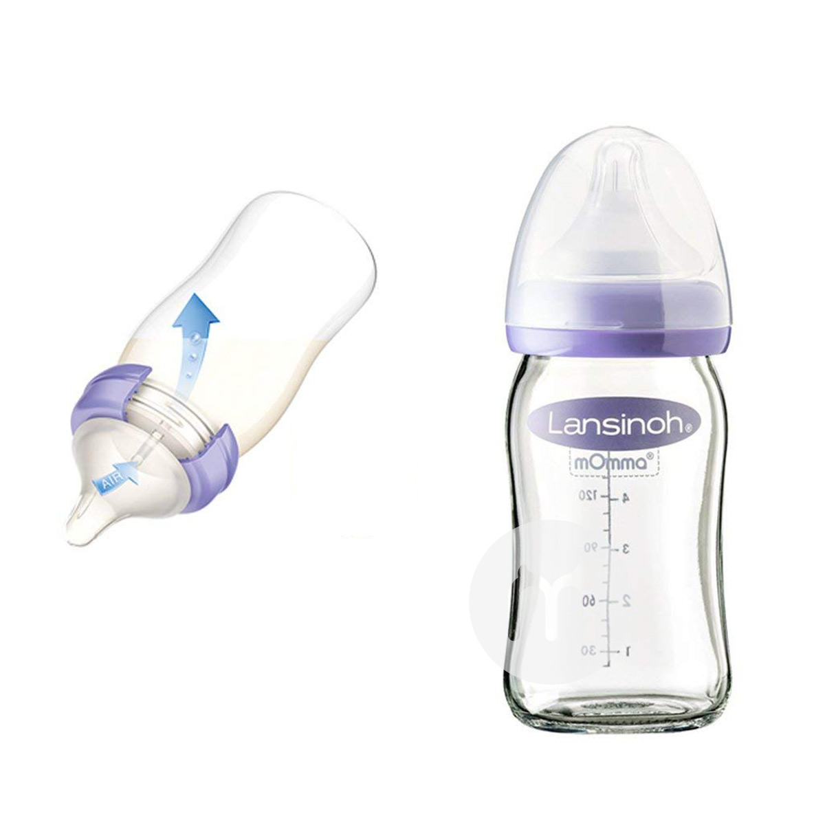 Lansinoh botol kaca anti-perut kembung berdiameter tiga potong AS yang ditetapkan edisi luar negeri