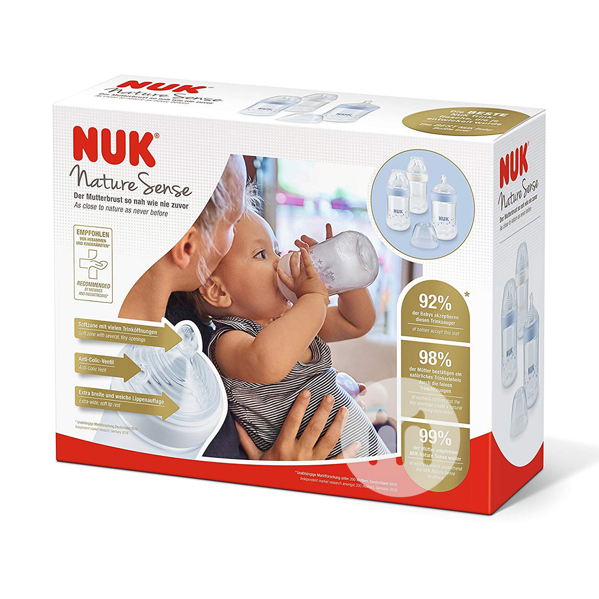 NUK Jerman NUK diameter ultra lebar PP botol bayi 3 buah bayi laki-laki 260ml 6-18 bulan di luar negeri