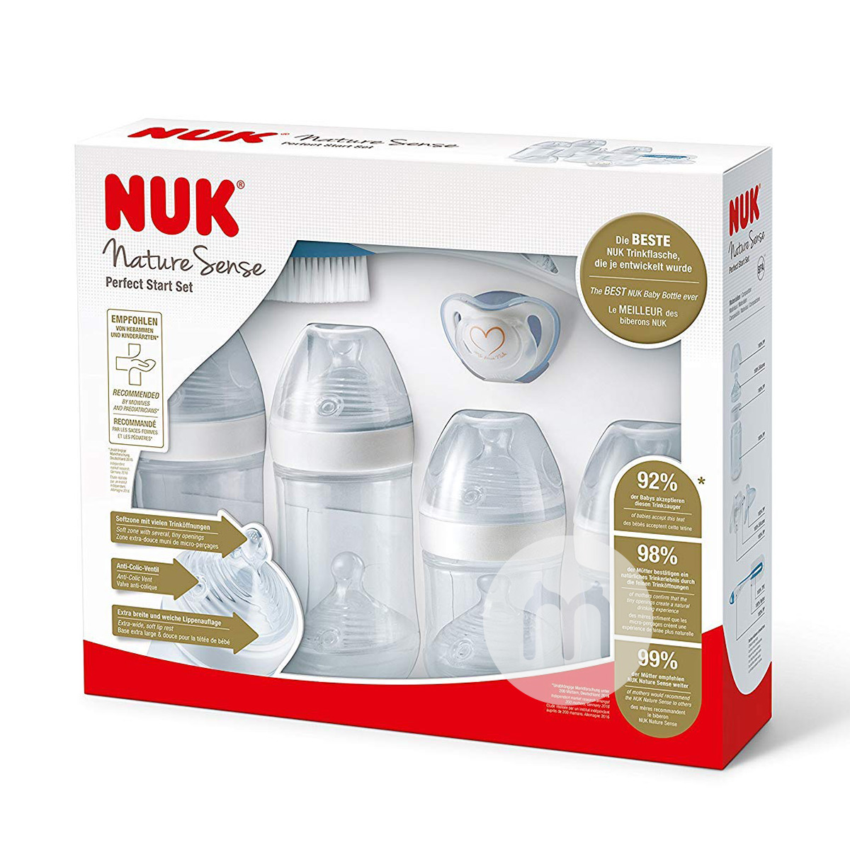 NUK Jerman NUK Super Wide Mouth PP Botol Nipple 8 Piece Set 0-18 bulan Edisi Luar Negeri
