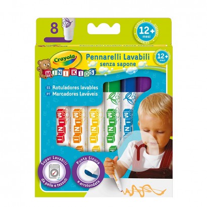 pena cat air Crayola 8 warna yang dapat dicuci untuk bayi Amerika edisi Luar Negeri