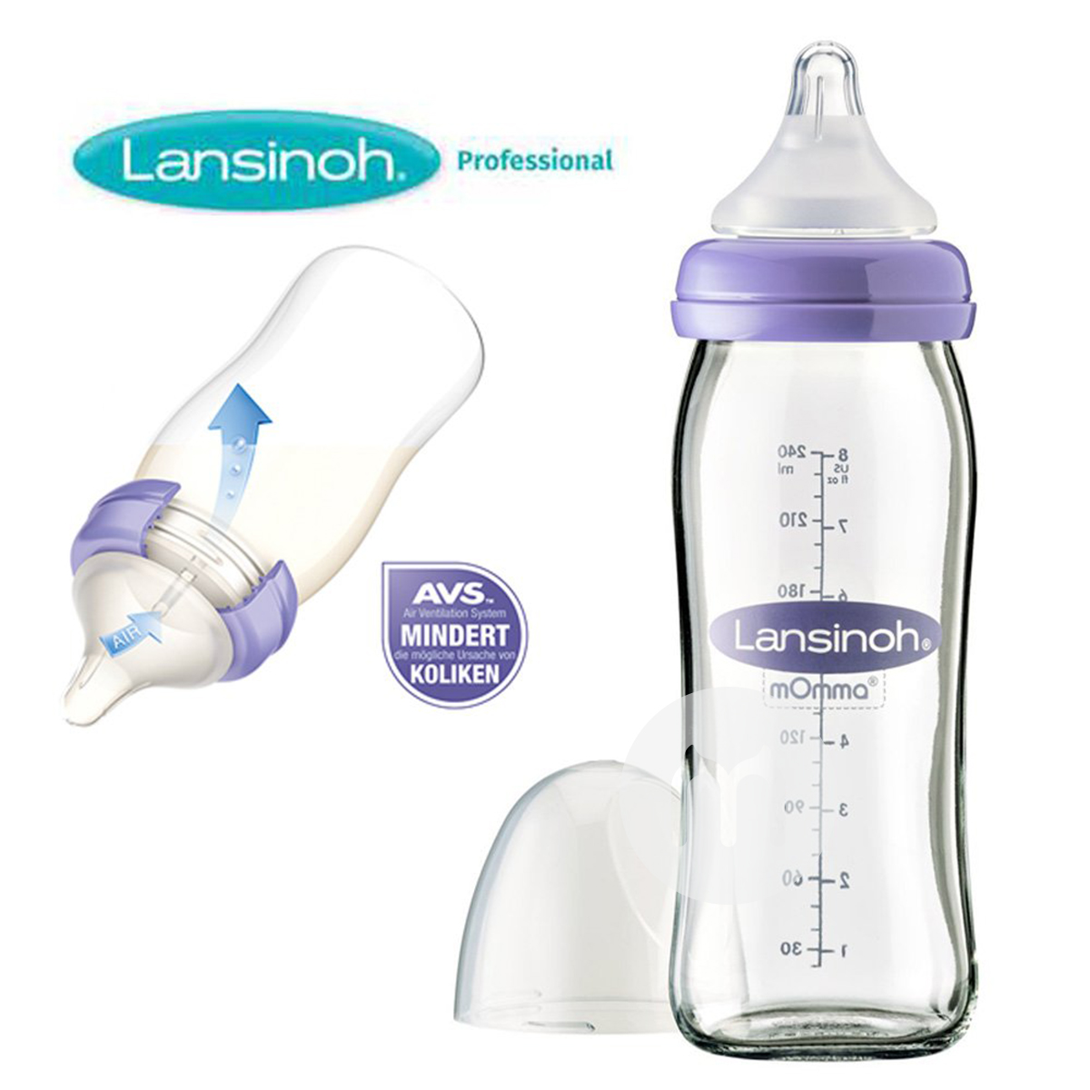Lansinoh US botol kaca 240ml + set anti-galaktorea sekali pakai dari 4 edisi di luar negeri
