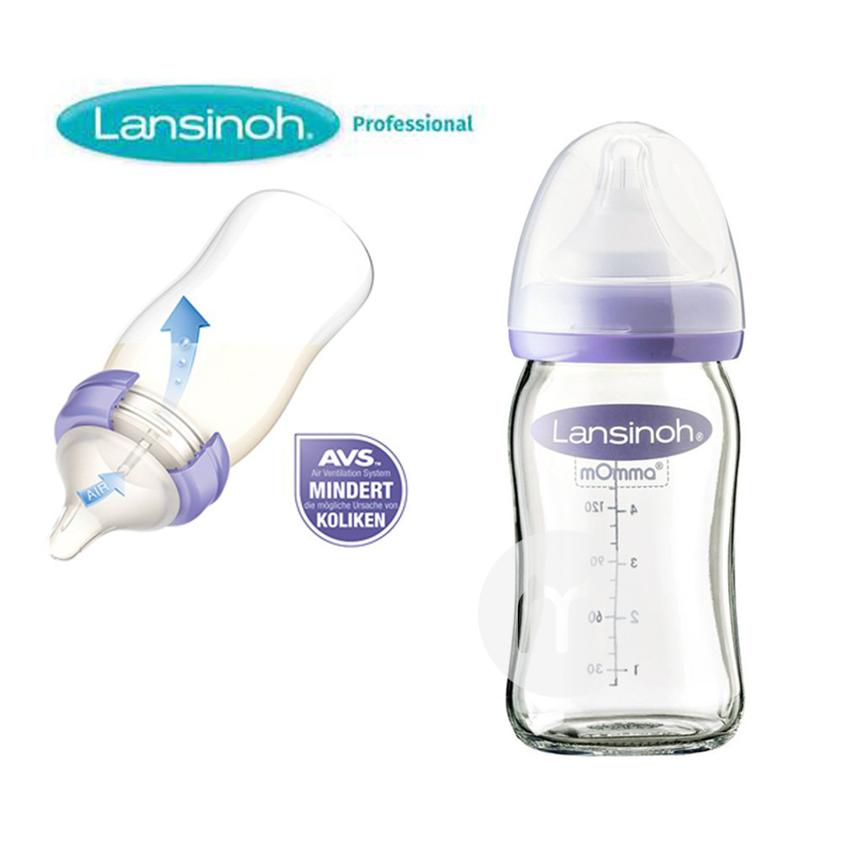 botol susu kaca Lansinoh Amerika 160ml / 240ml set tiga potong versi luar negeri