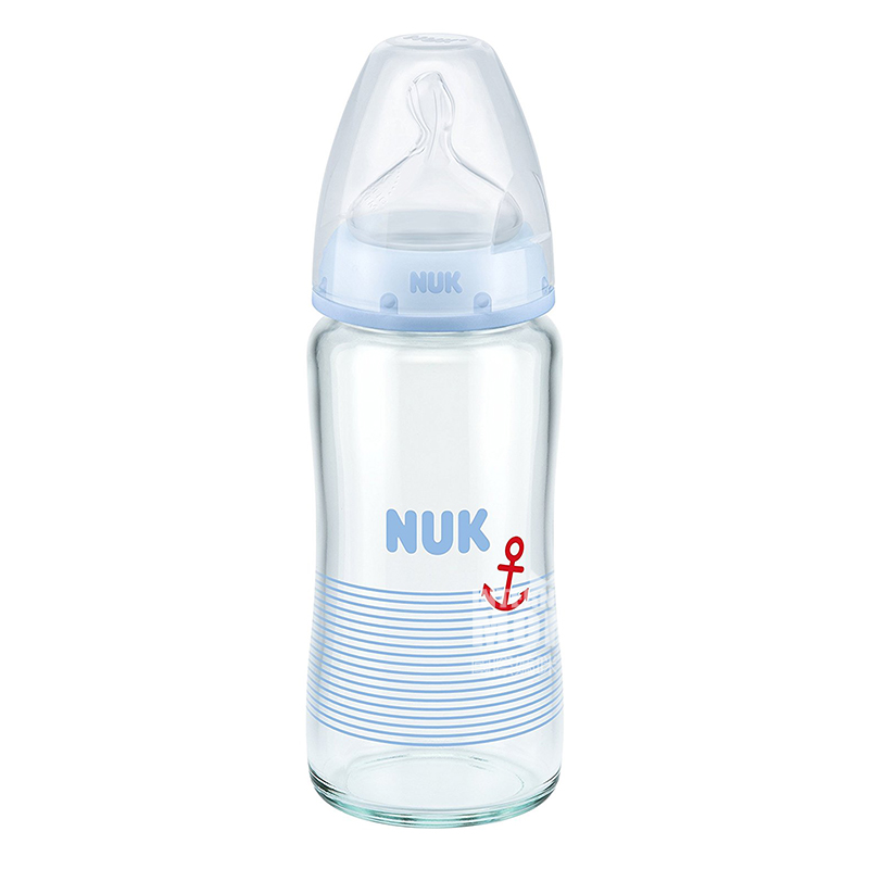 NUK Jerman mulut lebar botol susu kaca 240ml 0-6 bulan versi luar negeri