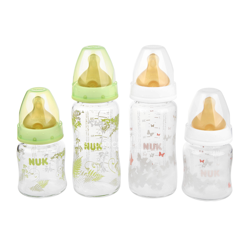 NUK Jerman mulut luas botol kaca latex puting 4 potong versi luar negeri