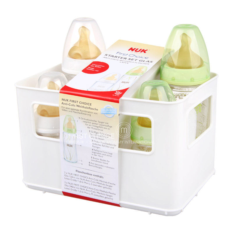 NUK Jerman mulut luas botol kaca latex puting 4 potong versi luar negeri