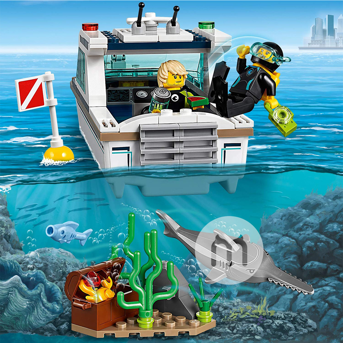 LEGO Seri Kota Denmark Dive Yacht 60221 Edisi Luar Negeri
