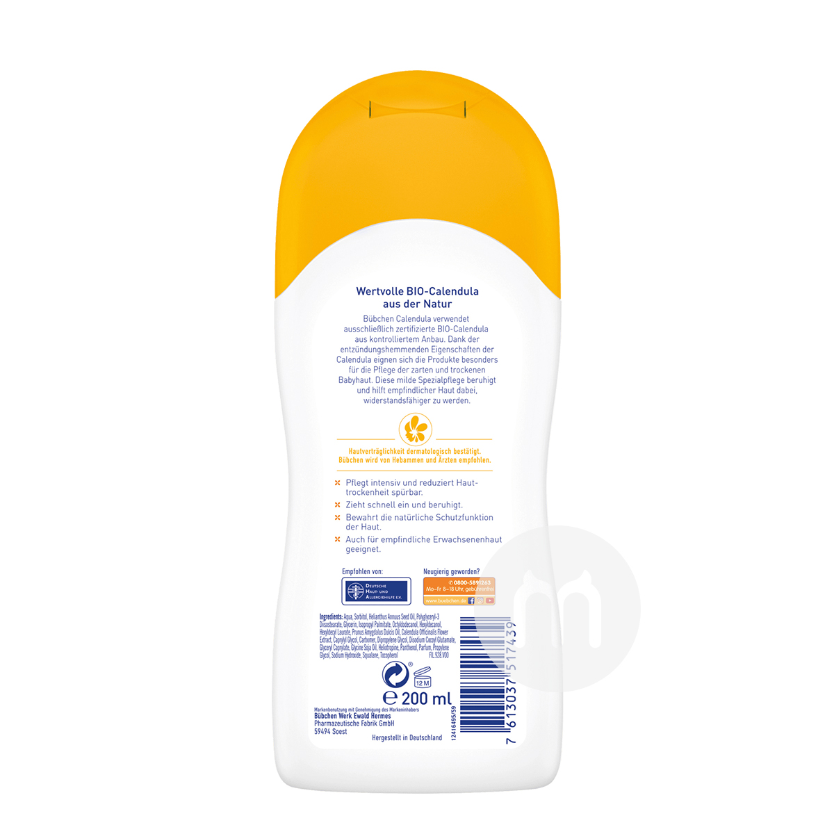 Bubchen German Calendula Baby Losion Tubuh Versi Luar Negeri