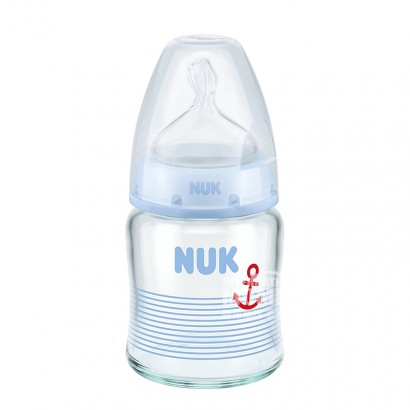 NUK Jerman NUK kaca mulut lebar Botol susu Puting silikon 120 ml 0 - 6 bulan warna acak rambut versi luar negeri