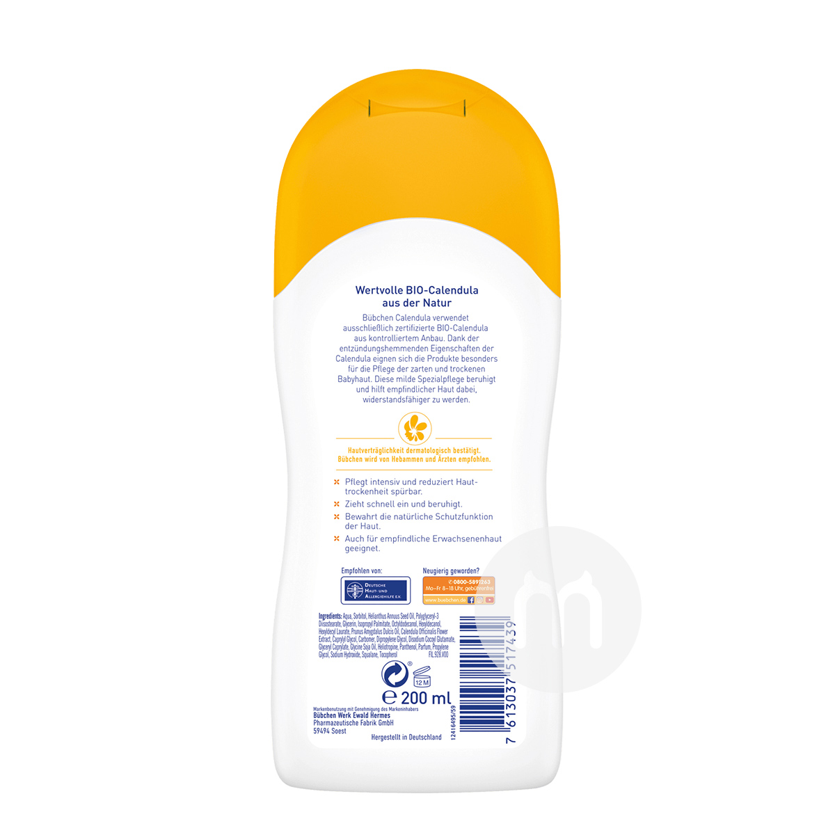 Bubchen German Calendula Baby Losion Tubuh Versi Luar Negeri