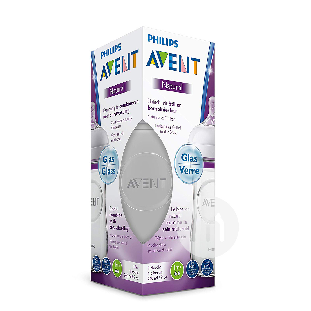 PHILIPS AVENT Botol kaca asli kaliber alami Britania versi 240ml versi 0-6 bulan di luar negeri